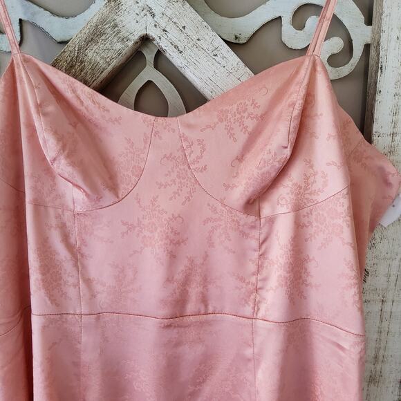 bp Nordstrom Women Junior's Corset Satin Slip Dress in Peach Coral Tonal Floral - Picture 3 of 6